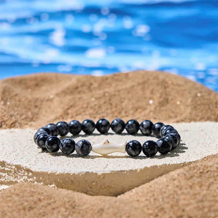 Bracelet de sagesse en pierre d'agate naturelle de Buddha Stones - Agate grise (tour de poignet : 15-18 cm) - image 0