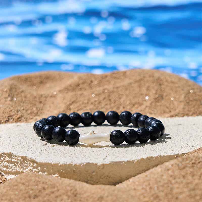 Bracelet de sagesse en pierre d'agate naturelle de Buddha Stones - Pierre de lave (circonférence du poignet : 15-18 cm) - image 15