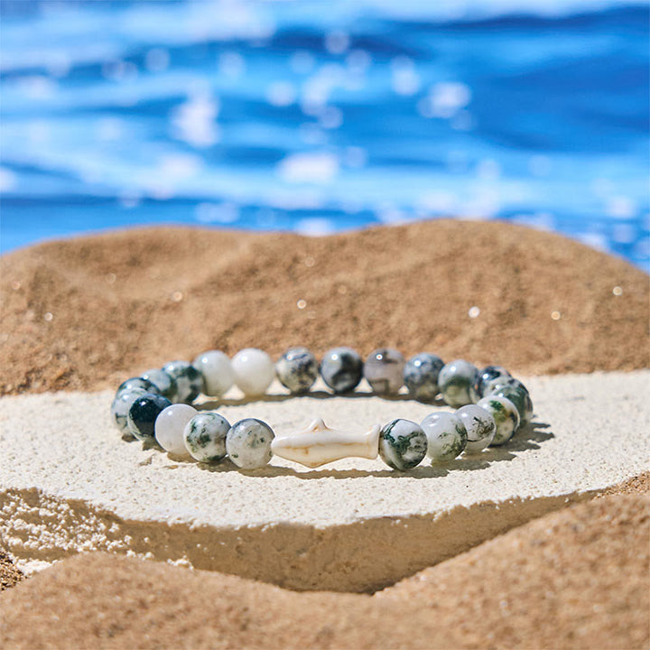 Bracelet de sagesse en pierre d'agate naturelle de Buddha Stones - Agate verte (tour de poignet : 15-18 cm) - image 11