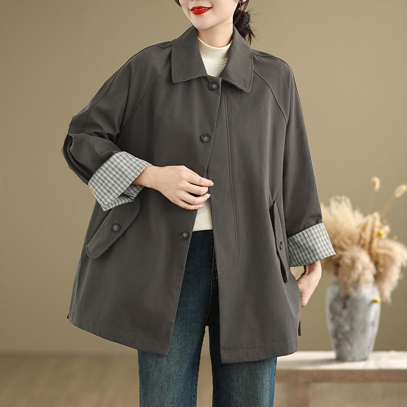 Veste cargo en coton à manches longues et poches pour femme avec patchs Buddha Stones - DimGray - US12，UK/AU16，EU44 (XL) - image 0