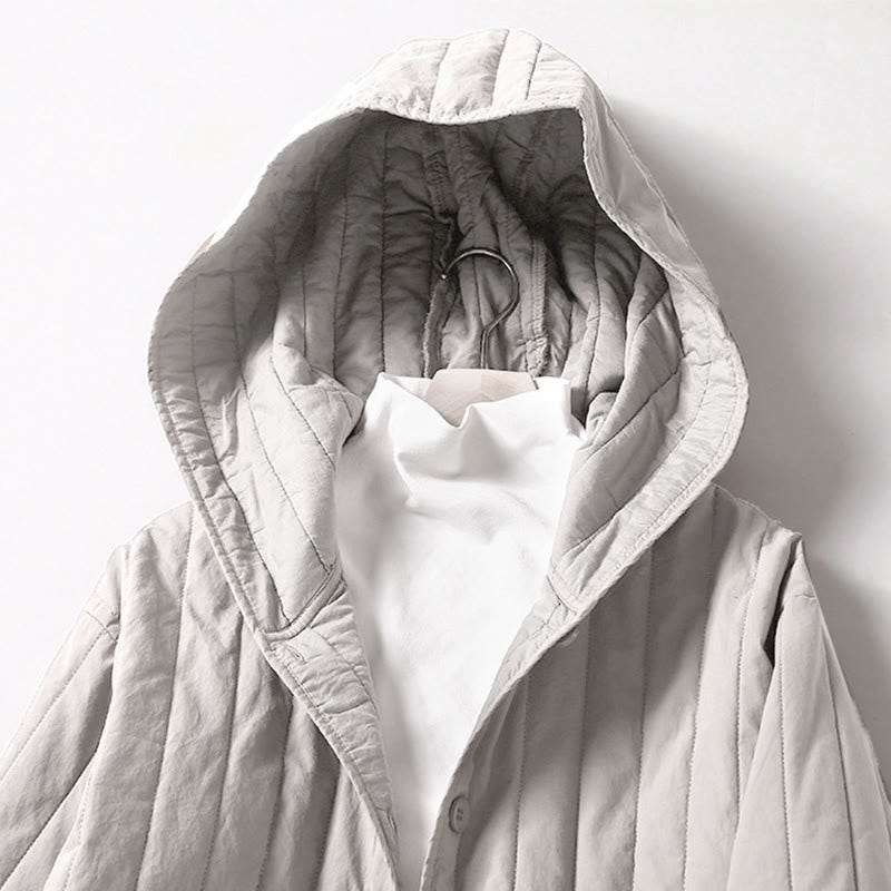 Veste à capuche matelassée en coton à manches longues pour femme avec poche et motif Buddha Stones - image 16