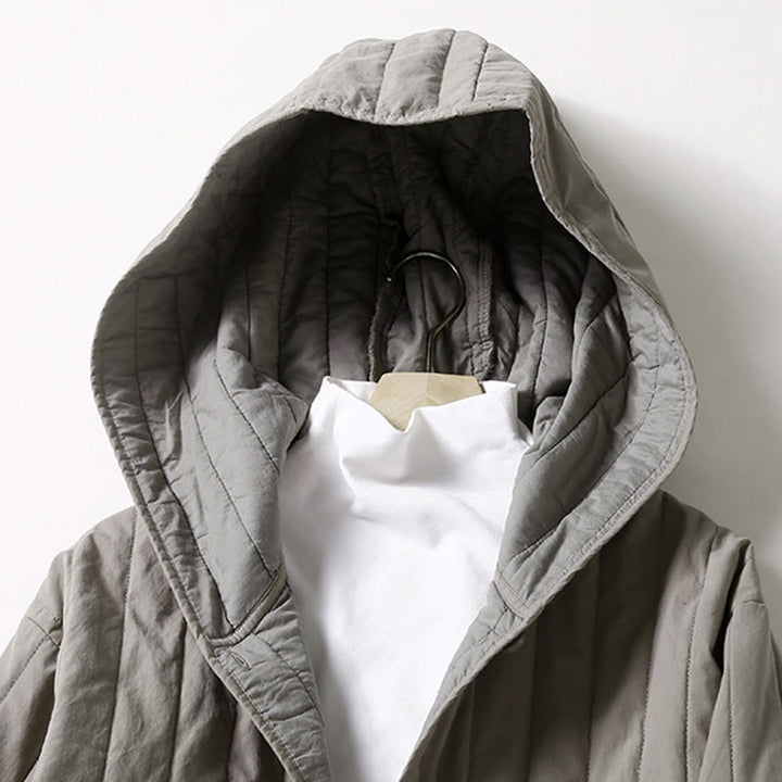 Veste à capuche matelassée en coton à manches longues pour femme avec poche et motif Buddha Stones - image 7