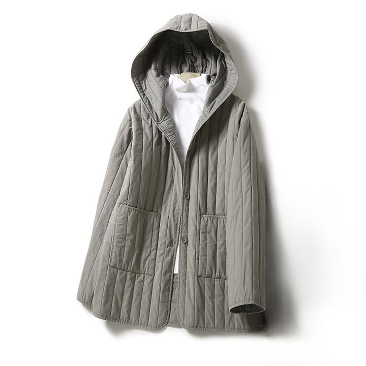 Veste à capuche matelassée en coton à manches longues pour femme avec poche et motif Buddha Stones - Gris foncé - US8-10，UK/AU12-14，EU40-42 (2XL) - image 6