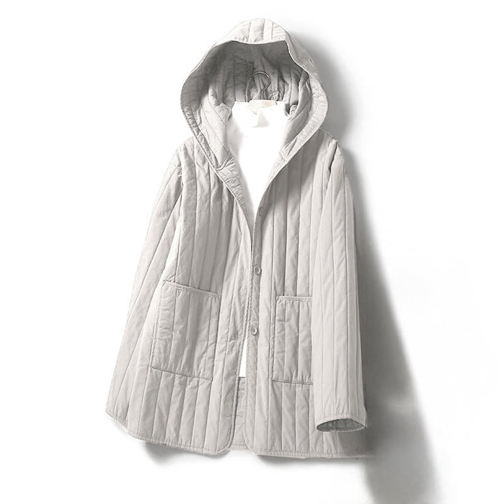 Veste à capuche matelassée en coton à manches longues pour femme avec poche et motif Buddha Stones - Fumée blanche - US8-10，UK/AU12-14，EU40-42 (2XL) - image 15