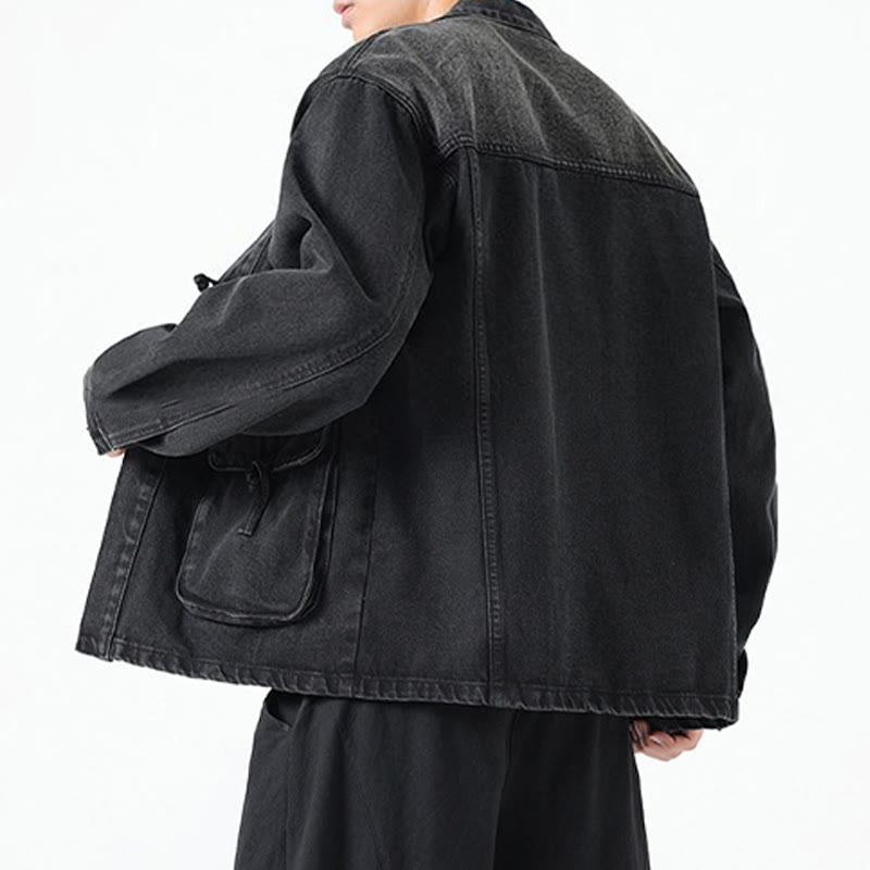 Veste en jean à manches longues et poches pour homme, en coton, avec boutons Buddha Stones - image 4