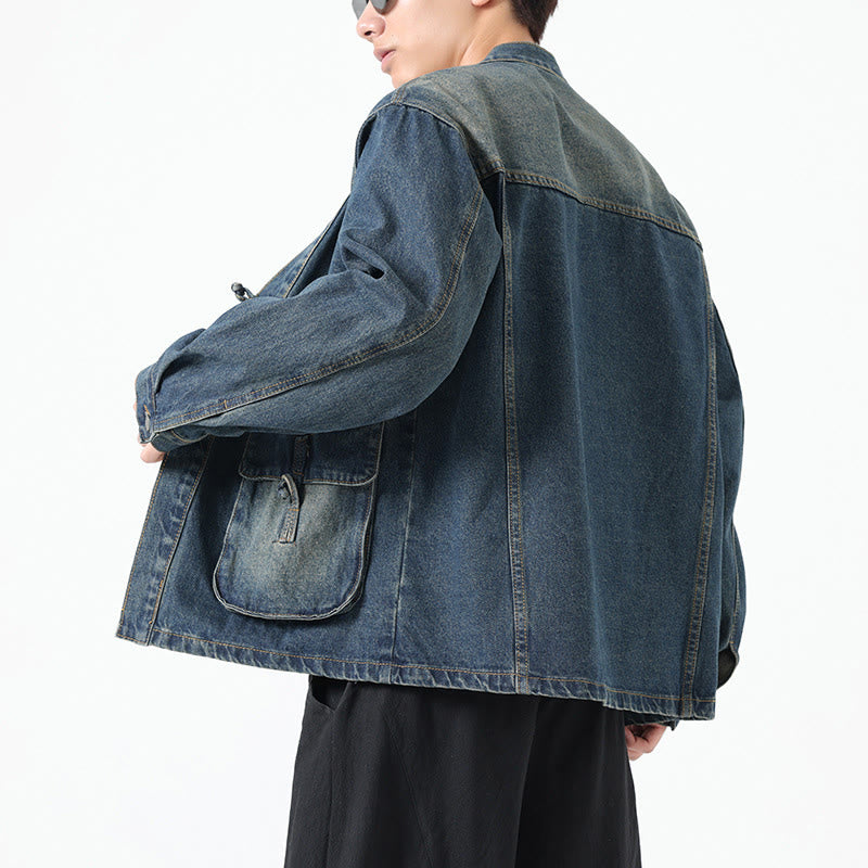 Veste en jean à manches longues et poches pour homme, en coton, avec boutons Buddha Stones - image 22