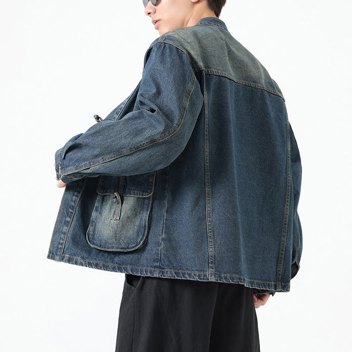 Veste en jean à manches longues et poches pour homme, en coton, avec boutons Buddha Stones - image 22
