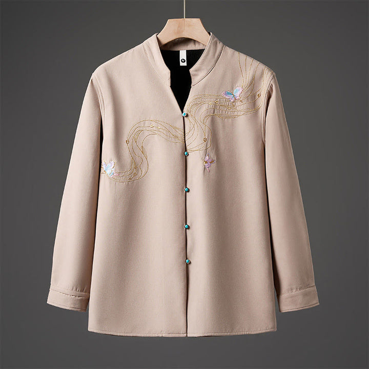 Veste d'hiver à manches longues en coton pour homme, doublée de polaire, avec ruban papillon brodé Buddha Stones - Bisque - US/UK/AU46，EU56 (5XL) - image 9