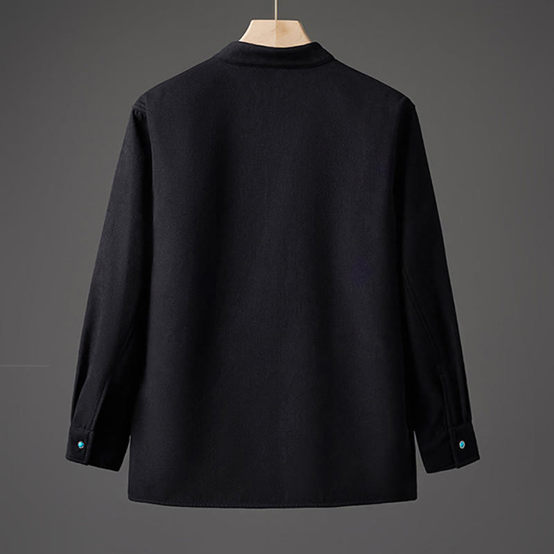 Veste d'hiver à manches longues en coton pour homme, doublée de polaire, avec ruban papillon brodé Buddha Stones - image 1
