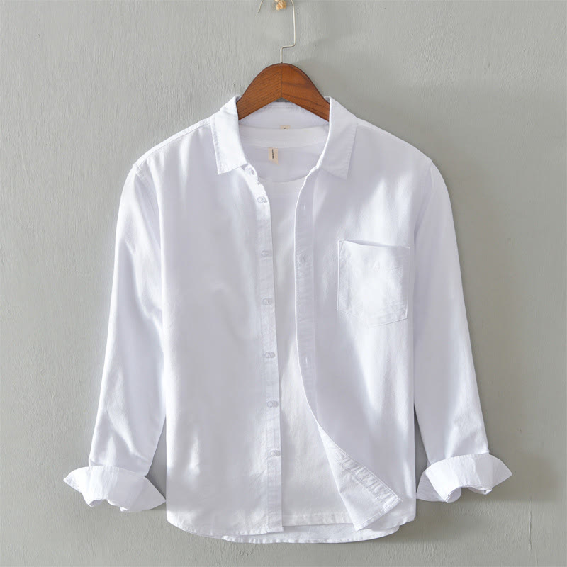 Chemise en coton à manches longues et boutons pour homme, couleur unie, motif Buddha Stones - Blanc - États-Unis/Royaume-Uni/AU40, EU50 (3XL) - image 3
