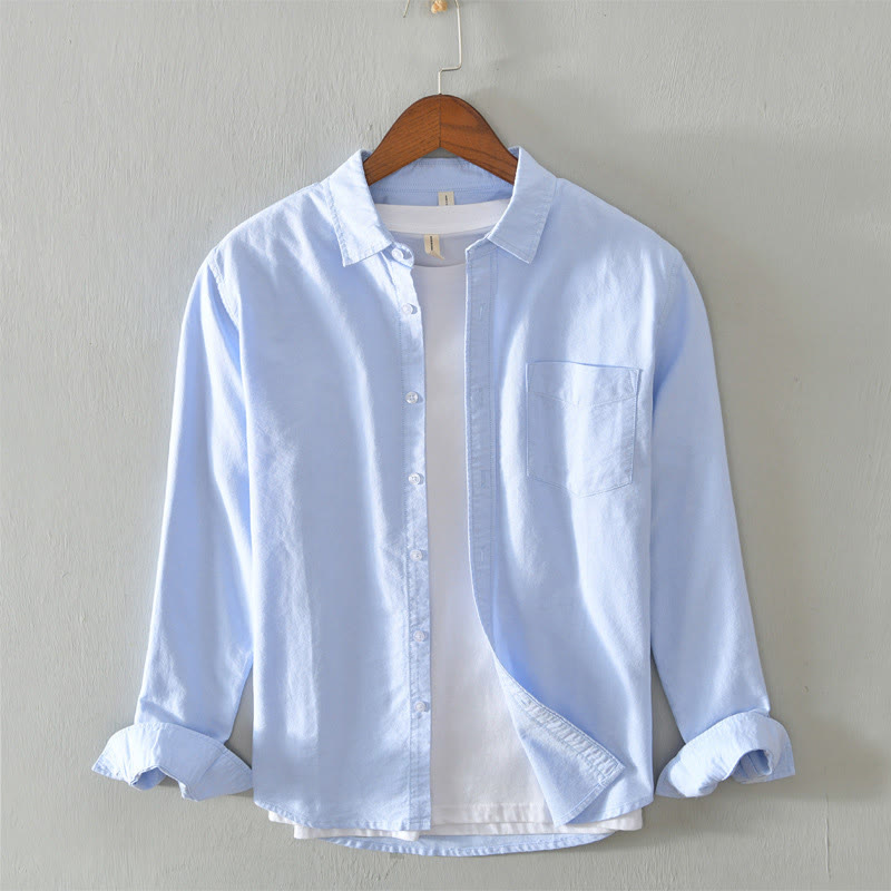 Chemise en coton à manches longues et boutons pour homme, couleur unie, motif Buddha Stones - Bleu ciel clair - US/UK/AU40, EU50 (3XL) - image 27