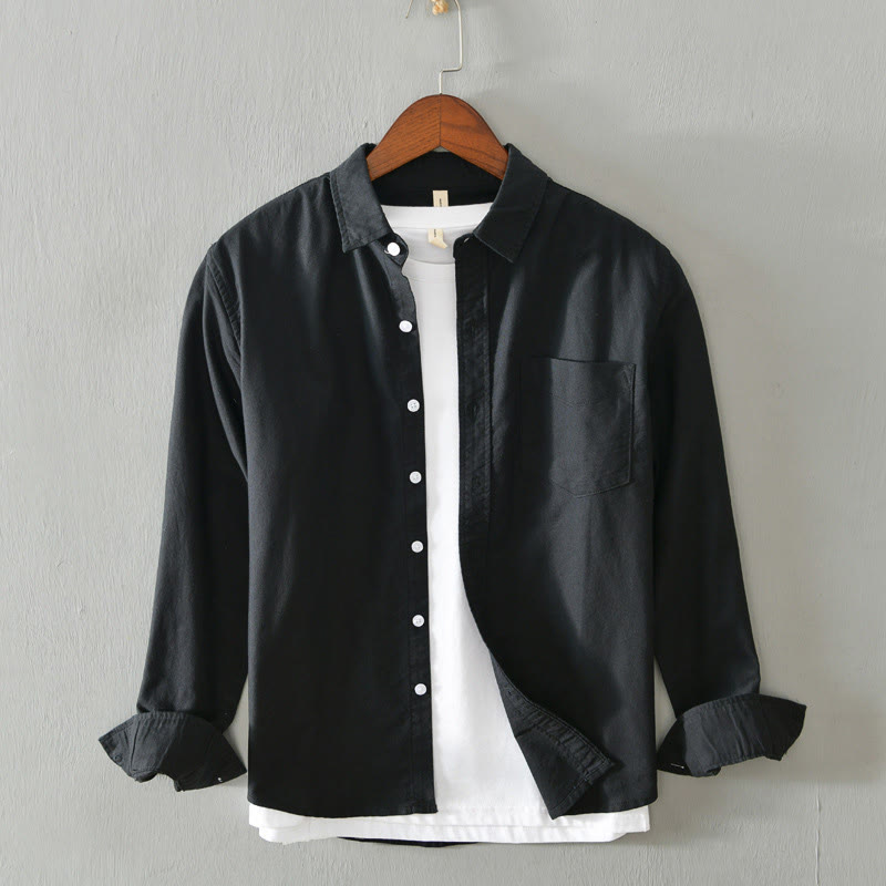 Chemise en coton à manches longues et boutons pour homme, couleur unie, motif Buddha Stones - Noir - US/UK/AU40, EU50 (3XL) - image 4