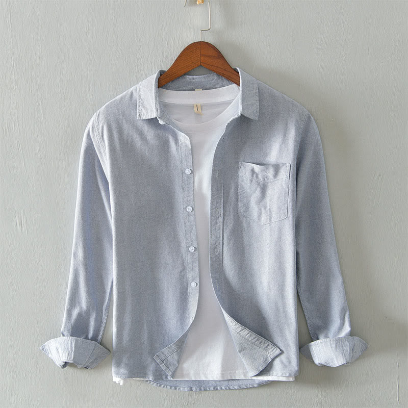 Chemise en coton à manches longues et boutons pour homme, couleur unie, motif Buddha Stones - Gris clair - États-Unis/Royaume-Uni/AU40, EU50 (3XL) - image 6