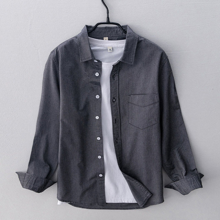 Chemise en coton à manches longues et boutons pour homme, couleur unie, motif Buddha Stones - Gris foncé - États-Unis/Royaume-Uni/AU40, EU50 (3XL) - image 0
