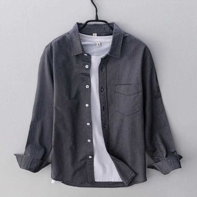 Chemise en coton à manches longues et boutons pour homme, couleur unie, motif Buddha Stones - Gris foncé - US/UK/AU40, EU50 (3XL) - image 0