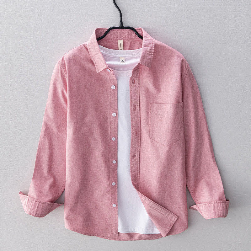 Chemise en coton à manches longues et boutons pour homme, couleur unie, motif Buddha Stones - Rose - États-Unis/Royaume-Uni/AU40, EU50 (3XL) - image 20
