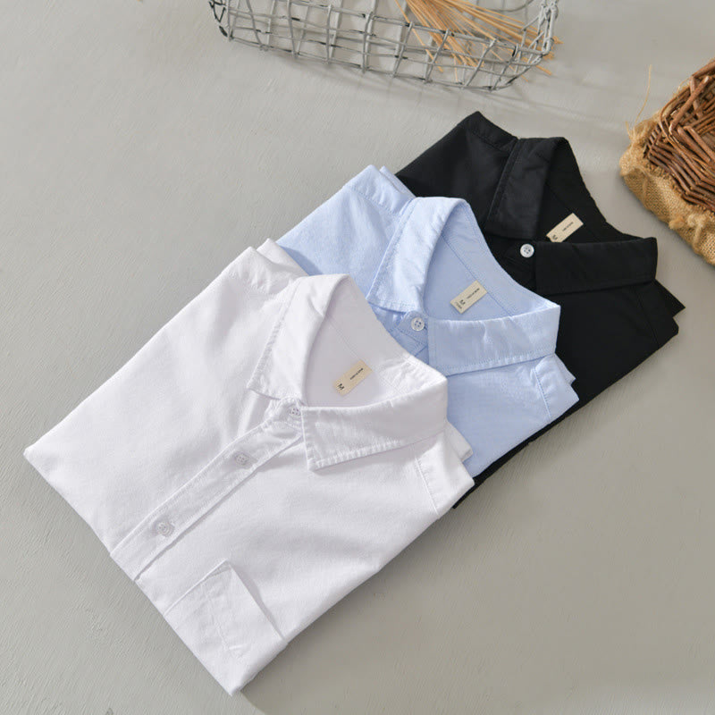 Chemise en coton à manches longues et boutons pour homme, couleur unie, motif Buddha Stones - image 1