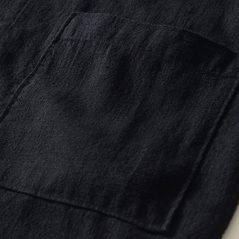 Chemise homme en coton ramie à manches longues et boutons avec poches Motif Buddha Stones Fall - image 6