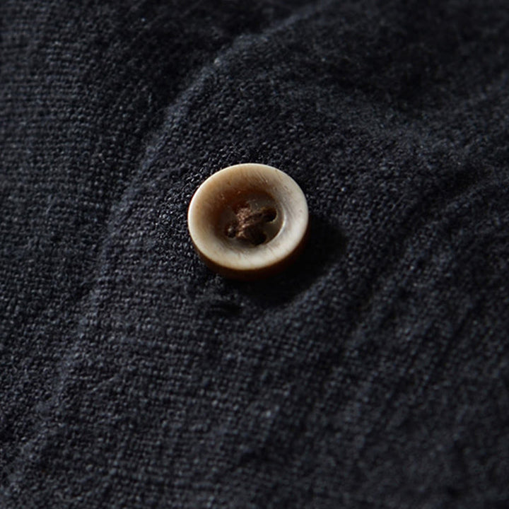 Chemise homme en coton ramie à manches longues et boutons avec poches Motif Buddha Stones Fall - image 5