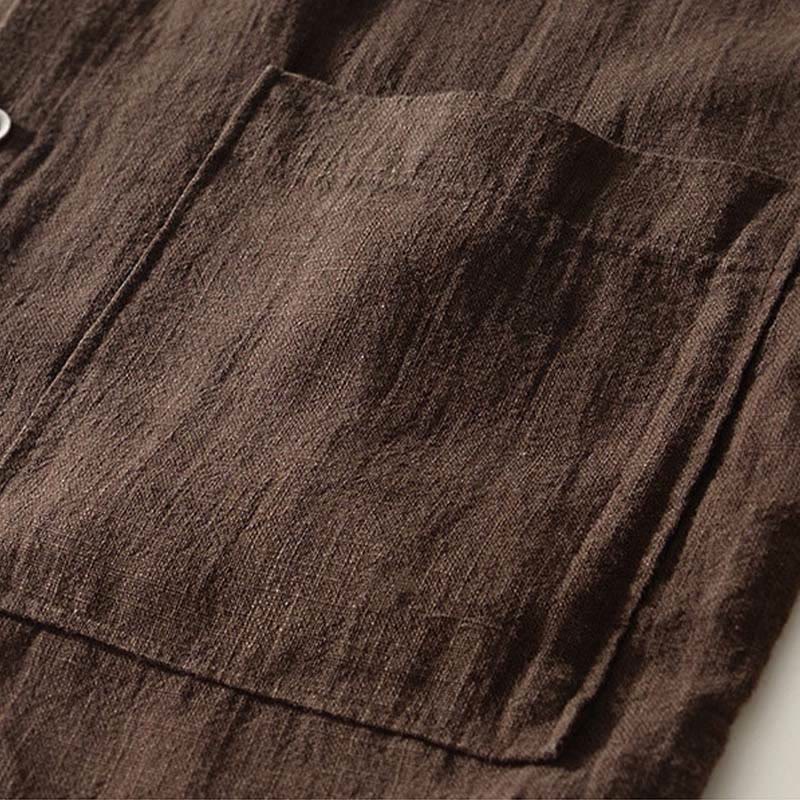 Chemise homme en coton ramie à manches longues et boutons avec poches Motif Buddha Stones Fall - image 13