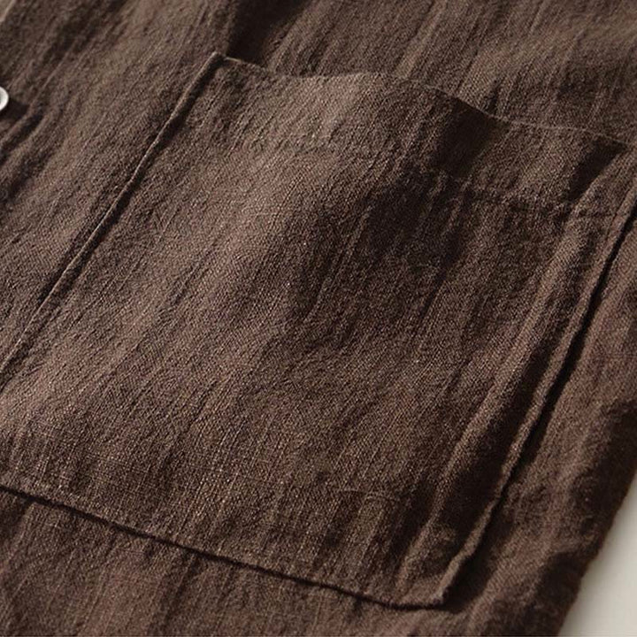 Chemise homme en coton ramie à manches longues et boutons avec poches Motif Buddha Stones Fall - image 13