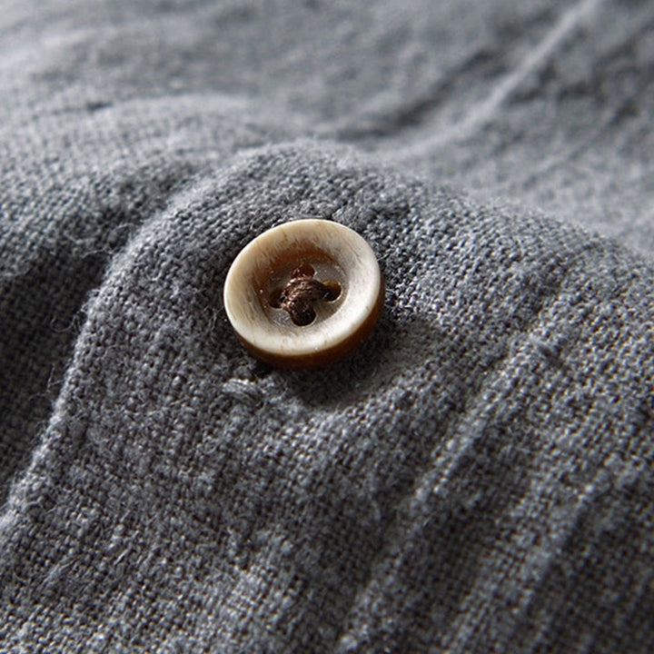 Chemise homme en coton ramie à manches longues et boutons avec poches Motif Buddha Stones Fall - image 20