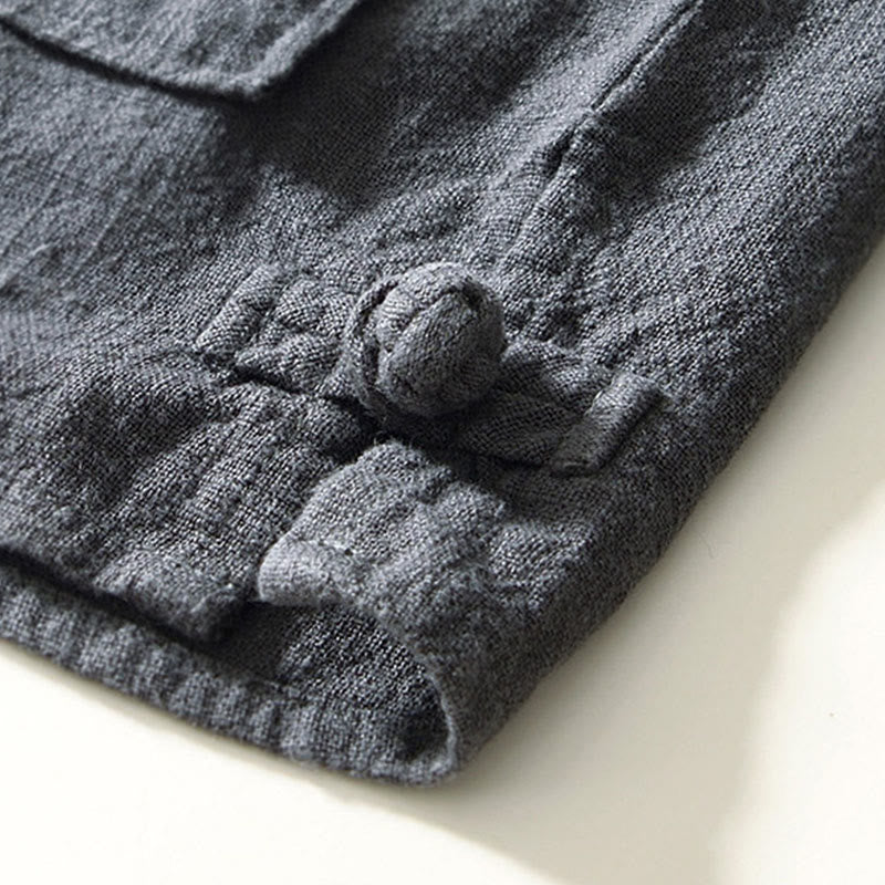 Chemise homme en coton ramie à manches longues et boutons avec poches Motif Buddha Stones Fall - image 23