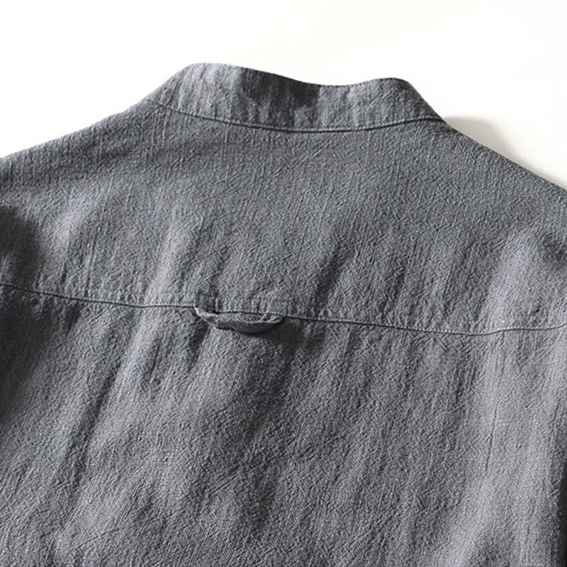 Chemise homme en coton ramie à manches longues et boutons avec poches Motif Buddha Stones Fall - image 19