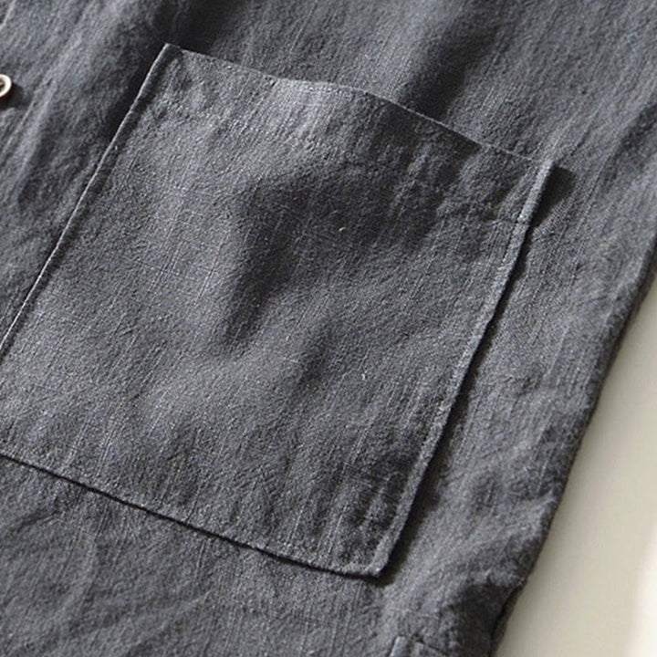 Chemise homme en coton ramie à manches longues et boutons avec poches Motif Buddha Stones Fall - image 21