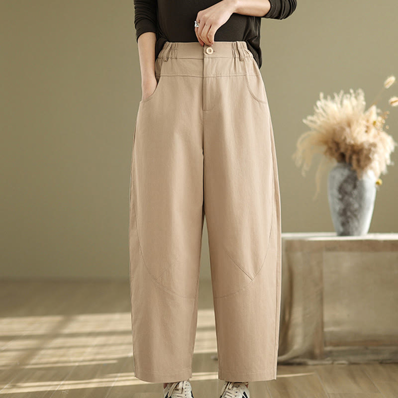 Pantalon Buddha Stones décontracté en coton et polyester avec poches pour femme, longueur 7-8, boutons - image 10