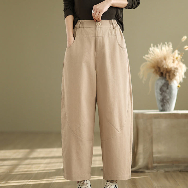Pantalon Buddha Stones décontracté en coton et polyester avec poches pour femme, longueur 7-8, boutons - image 10