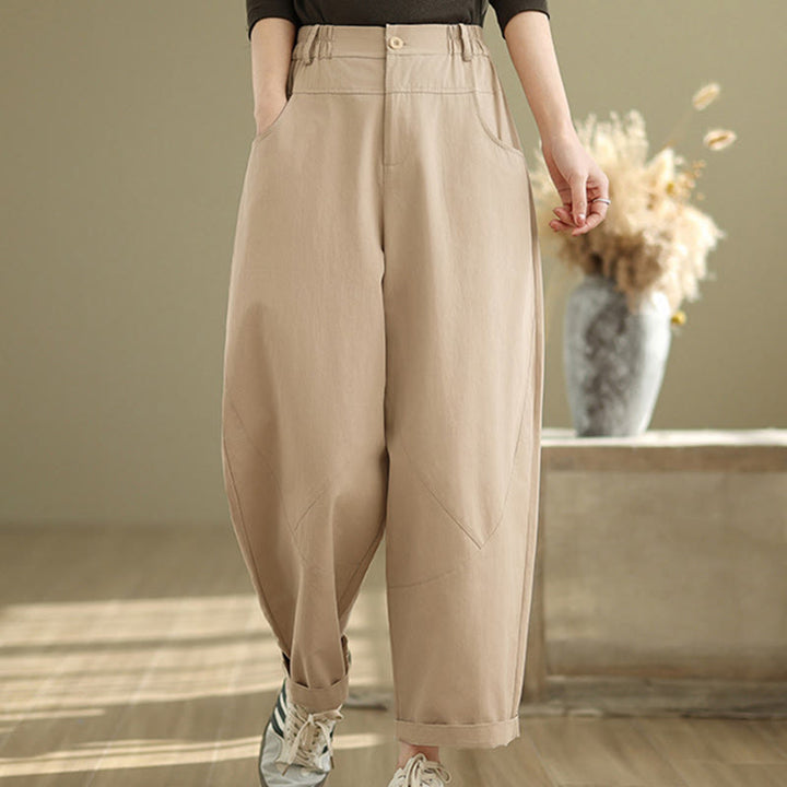 Pantalon Buddha Stones décontracté en coton et polyester avec poches pour femme, longueur 7-8, boutons - Bisque - US8-10，UK/AU12-14，EU40-42 (2XL) - image 9
