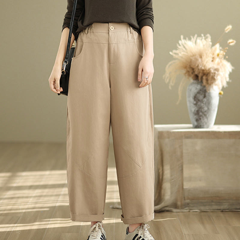 Pantalon Buddha Stones décontracté en coton et polyester avec poches pour femme, longueur 7-8, boutons - image 14