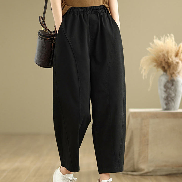 Pantalon sarouel décontracté en polyester avec poches et taille élastique Buddha Stones pour femme - Noir - US8-10，UK/AU12-14，EU40-42 (2XL) - image 9