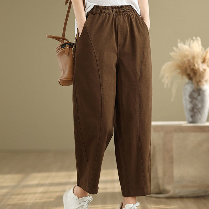 Pantalon sarouel décontracté en polyester avec poches et taille élastique Buddha Stones pour femme - Terre de sienne - US8-10，UK/AU12-14，EU40-42 (2XL) - image 15