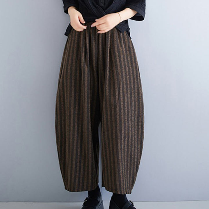 Pantalon large décontracté en polyester à rayures en velours côtelé pour femme, longueur 7-8, avec poches, Buddha Stones - image 18