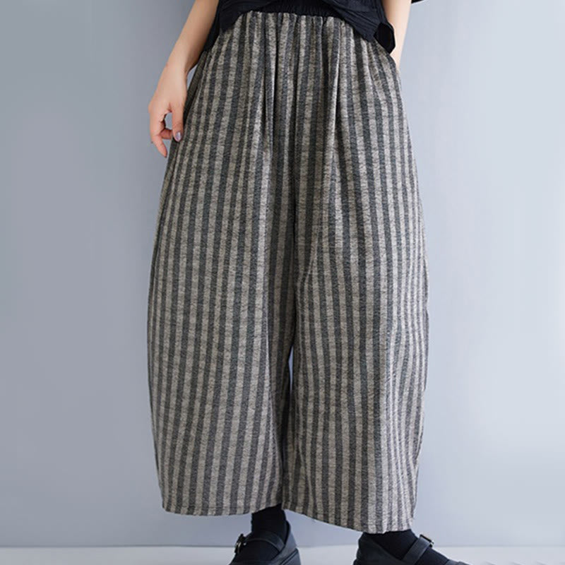 Pantalon large décontracté en polyester à rayures en velours côtelé pour femme, longueur 7-8, avec poches, Buddha Stones - image 10