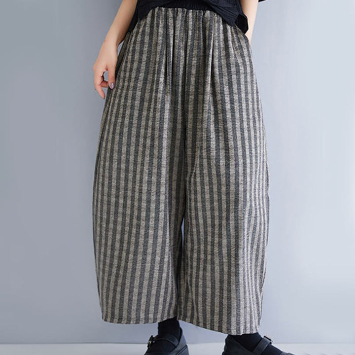 Pantalon large décontracté en polyester à rayures en velours côtelé pour femme, longueur 7-8, avec poches, Buddha Stones - image 10