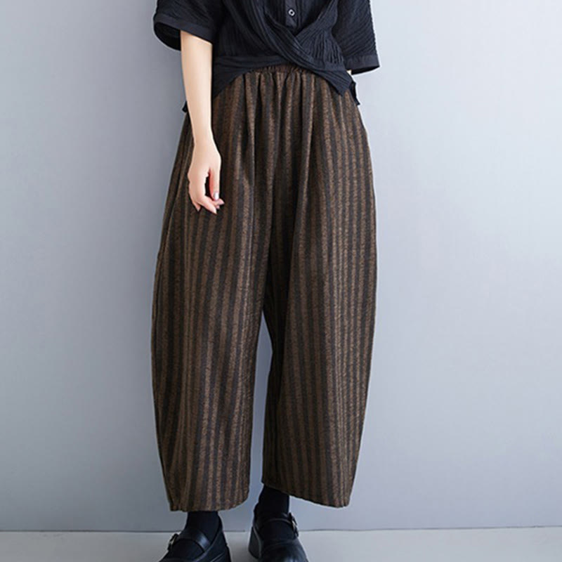 Pantalon large décontracté en polyester à rayures en velours côtelé pour femme, longueur 7-8, avec poches, Buddha Stones - image 17