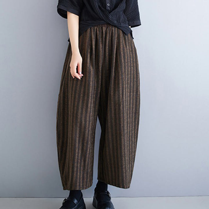 Pantalon large décontracté en polyester à rayures en velours côtelé pour femme, longueur 7-8, avec poches, Buddha Stones - image 17