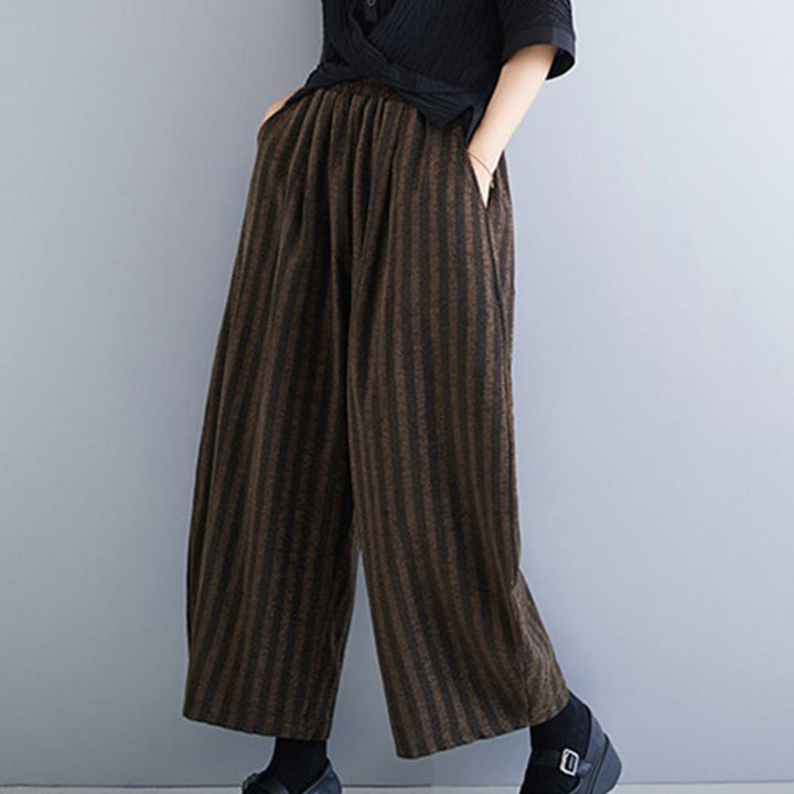 Pantalon large décontracté en polyester à rayures en velours côtelé pour femme, longueur 7-8, avec poches, Buddha Stones - image 16