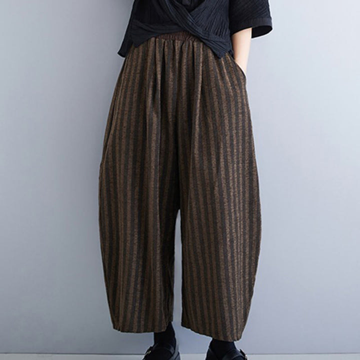 Pantalon large décontracté en polyester à rayures en velours côtelé pour femme, longueur 7-8, avec poches, Buddha Stones - image 15