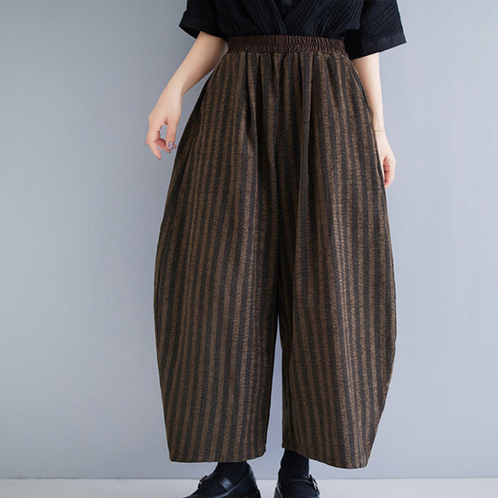 Pantalon large décontracté en polyester à rayures en velours côtelé pour femme, longueur 7-8, avec poches, Buddha Stones - image 19