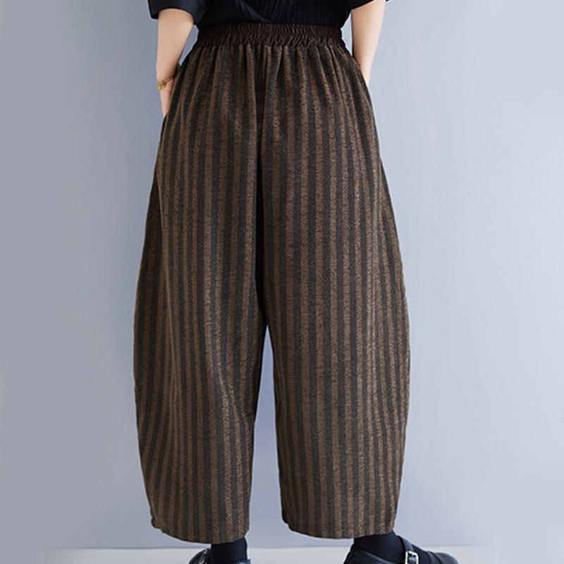 Pantalon large décontracté en polyester à rayures en velours côtelé pour femme, longueur 7-8, avec poches, Buddha Stones - image 21