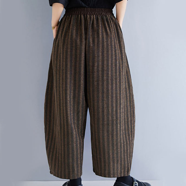 Pantalon large décontracté en polyester à rayures en velours côtelé pour femme, longueur 7-8, avec poches, Buddha Stones - image 21