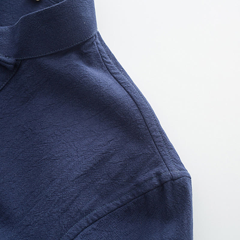 Ensemble 2 pièces pour homme Buddha Stones Tang Suit : chemise à manches longues et pantalon en coton et lin avec poches et fermeture à boutons brandebourg - image 6