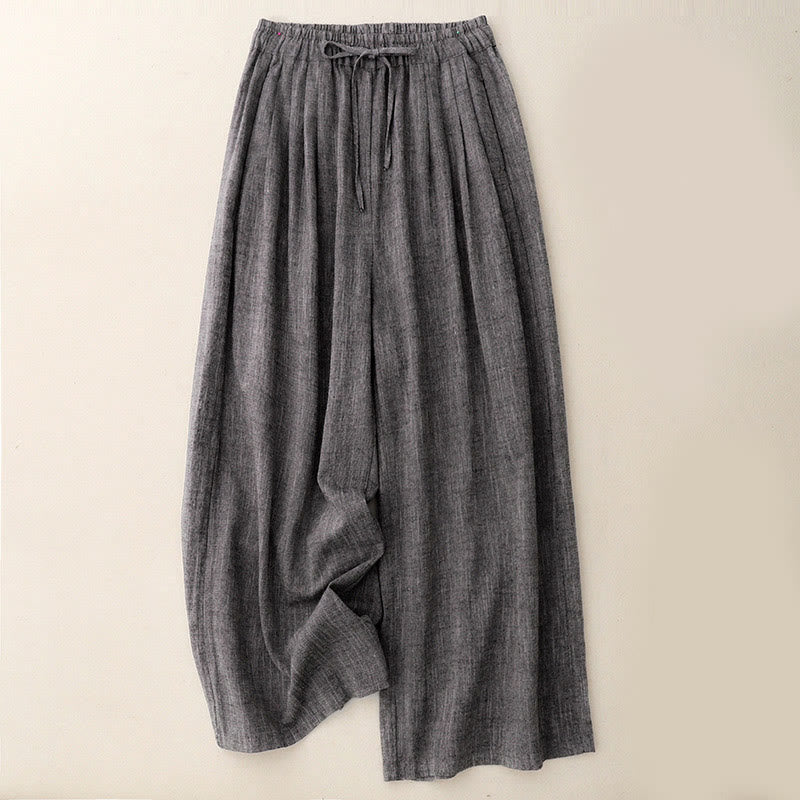 Pantalon large décontracté en polyester avec poches pour femme, tissu texturé Buddha Stones - Gris terne - US8-10，UK/AU12-14，EU40-42 (2XL) - image 0