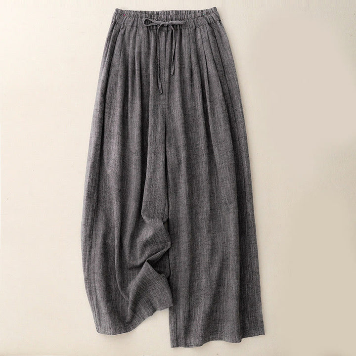 Pantalon large décontracté en polyester avec poches pour femme, tissu texturé Buddha Stones - Gris terne - US8-10，UK/AU12-14，EU40-42 (2XL) - image 0