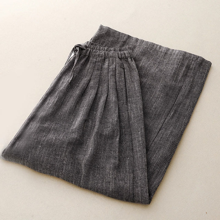 Pantalon large décontracté en polyester avec poches pour femme, tissu texturé Buddha Stones - image 2