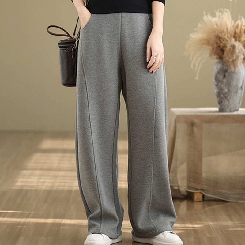 Pantalon droit décontracté en polyester épais avec poches pour femme Buddha Stones - image 9